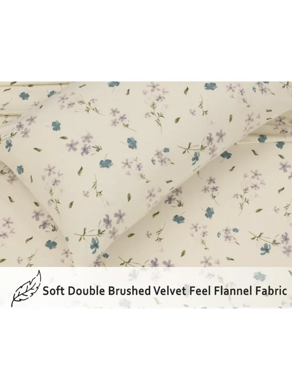 Cozy 100% Cotton Flannel Queen Sheet Set, 4 Pieces, Jasmine Floral Print